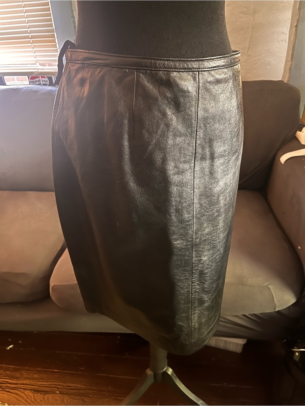 Vintage MixIt Classic Black Leather Pencil Skirt New with Tags
